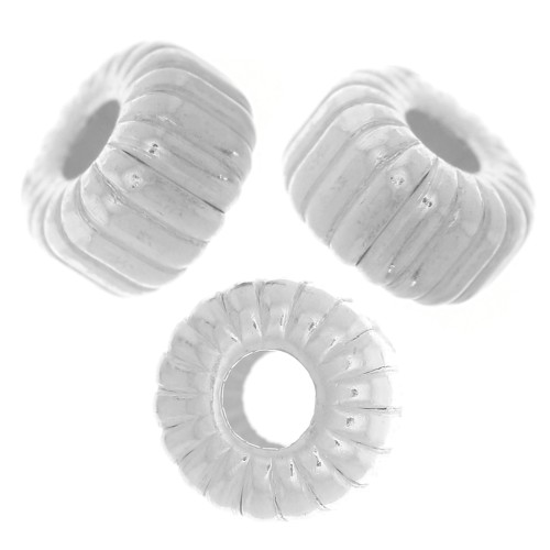 5mm 925 Sterling Silver striated Rondelle beads x6