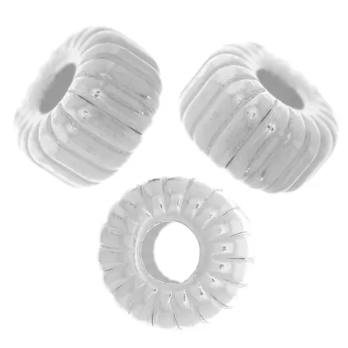 5mm 925 Sterling Silver striated Rondelle beads x6