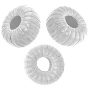 6mm 925 Sterling Silver striated Rondelle beads x4