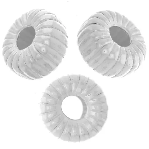 6mm 925 Sterling Silver striated Rondelle beads x4