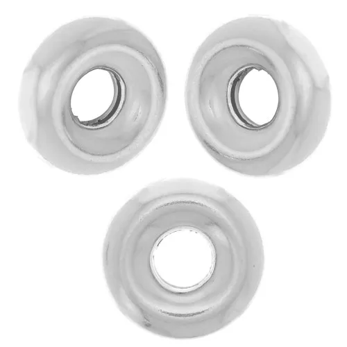 7mm 925 Sterling Silver Rondelle Heishi beads x4