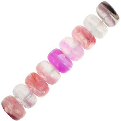 7x4mm Rondelle beads in clear acrylic - Mix Violet - Pink marbled x20