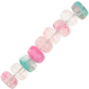 7x4mm Rondelle beads in clear acrylic - Mix Rose - Green marbled x20|raw }}