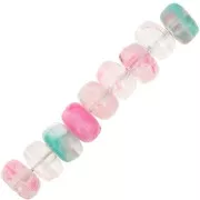 7x4mm Rondelle beads in clear acrylic - Mix Rose - Green marbled x20