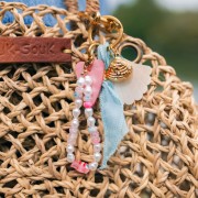 7x4mm Rondelle beads in clear acrylic - Mix Rose - Green marbled x20