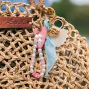 7x4mm Rondelle beads in clear acrylic - Mix Rose - Green marbled x20