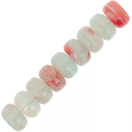 7x4mm Rondelle beads in clear acrylic - Mix Grey Blue - Marbled Red x20