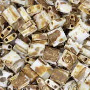 5x5x1.9mm Miyuki Tila Beads TL-4512 - Opaque Yellow Picasso - 100g pack