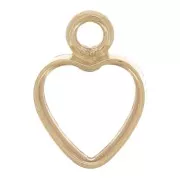 6x4mm Mini hollow heart charm - Gold filled x1