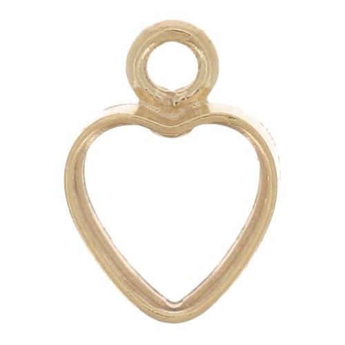 6x4mm Mini hollow heart charm - Gold filled x1