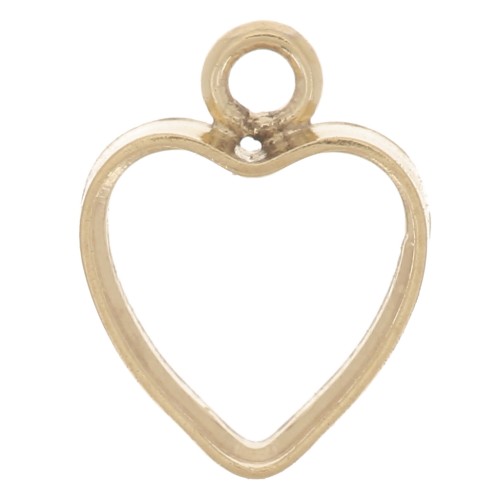 7x5.5mm Mini hollow heart charm - Gold filled x1