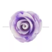 Synthetic 20 mm flower bead - Marbled Violet - Cream x1