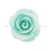20 mm synthetic flower bead - Marbled Turquoise - Cream x1