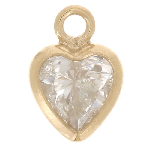 6x4 mm Heart charm Zirconium oxide - Gold filled - Crystal x1
