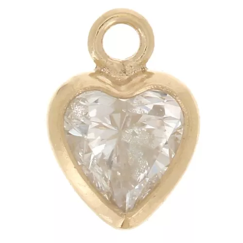 6x4 mm Heart charm Zirconium oxide - Gold filled - Crystal x1