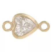 8x4mm Spacers heart Zirconium oxide - Gold filled - Crystal x1