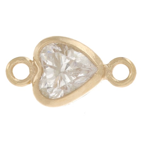 8x4mm Spacers heart Zirconium oxide - Gold filled - Crystal x1