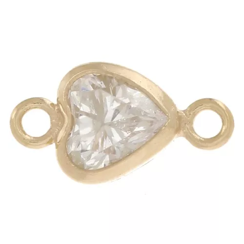 8x4mm Spacers heart Zirconium oxide - Gold filled - Crystal x1