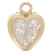 7x5.5mm Heart charm Zirconium oxide - Gold filled - Crystal x1
