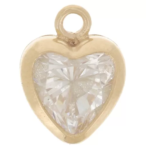 7x5.5mm Heart charm Zirconium oxide - Gold filled - Crystal x1