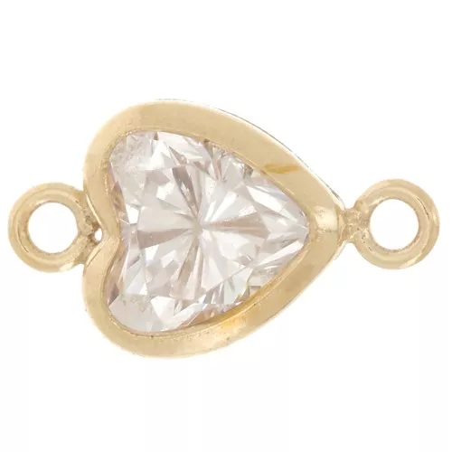 9x5.5mm Spacers heart Zirconium oxide - Gold filled - Crystal x1