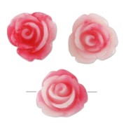 10 mm synthetic flower bead - Marbled Fuchsia - Cream x1