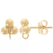 7x6mm Earrings 3 balls with open hoop - Gold filled x2