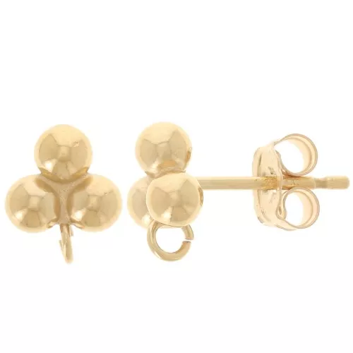 7x6mm Earrings 3 balls with open hoop - Gold filled x2