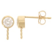 4.5mm round earstuds with CZ for semi-pierced - Gold filled x2