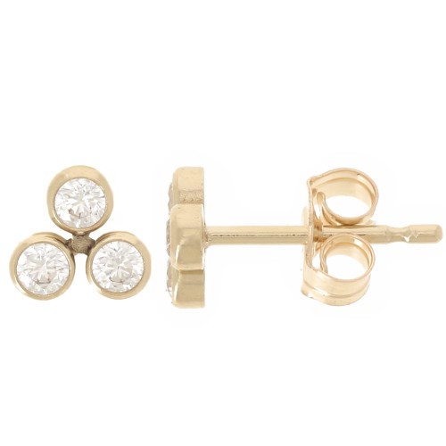 5mm Earrings 3 balls Zirconium oxides - Gold filled x2