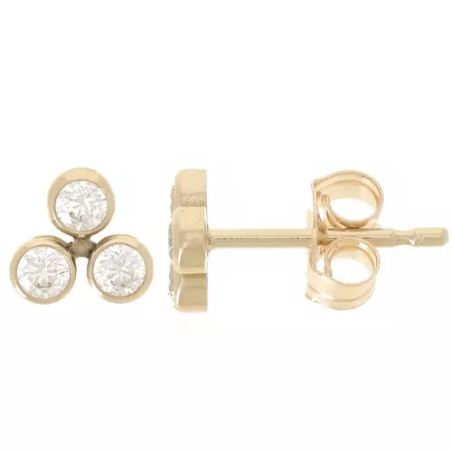 5mm Earrings 3 balls Zirconium oxides - Gold filled x2