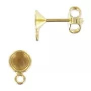 Cabochon Earstuds 1028/1088 4 mm with ring fine Gold plated x2