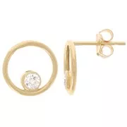 10mm Hollow Zirconium Oxide Earrings Gold Filled x2