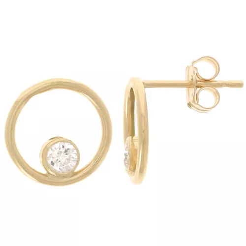 10mm Hollow Zirconium Oxide Earrings Gold Filled x2