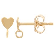 6x3.5mm Heart studs with open hoop - Gold filled x2