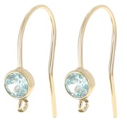 16mm earwires with zirconium oxide - Gold filled - Aquamarine x2