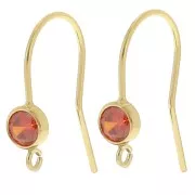 Orange - 16mm earwires with zirconium oxide - Gold filled - Orange x2 16mm earwires with zirconium oxide - Gold filled - Orange x2