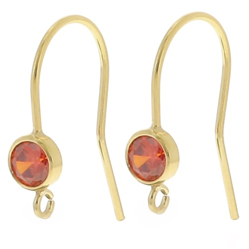 16mm earwires with zirconium oxide - Gold filled - Orange x2