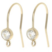 16mm earwires with zirconium oxide - Gold filled - Crystal x2|raw }}