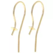14mm Earwires for 4mm semi pierced - Gold filled x2