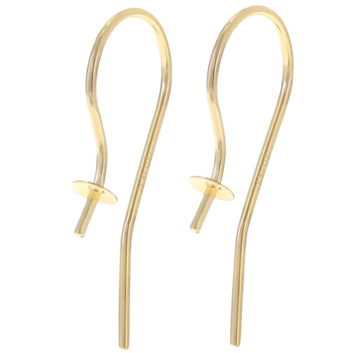 14mm Earwires for 4mm semi pierced - Gold filled x2