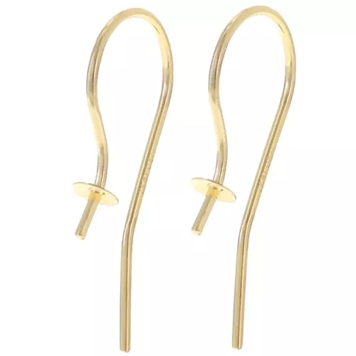 14mm Earwires for 4mm semi pierced - Gold filled x2
