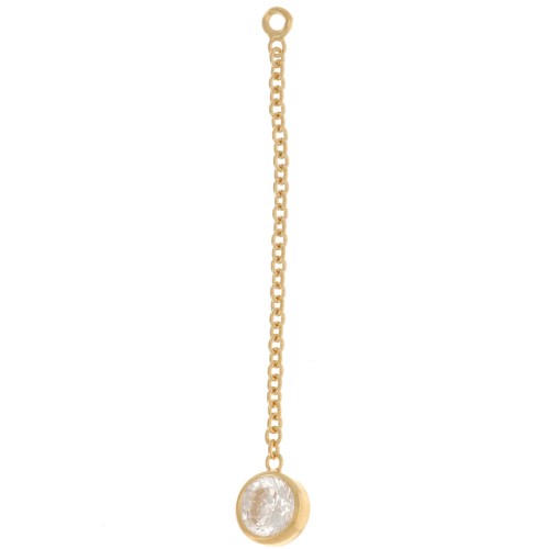 31x4.5mm Chain pendant and round Zirconium oxide - Gold filled x1