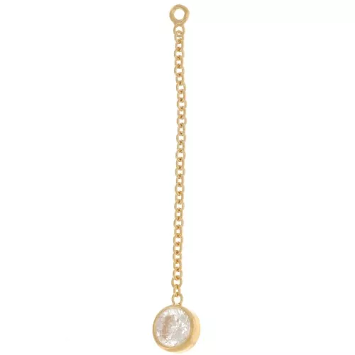 31x4.5mm Chain pendant and round Zirconium oxide - Gold filled x1