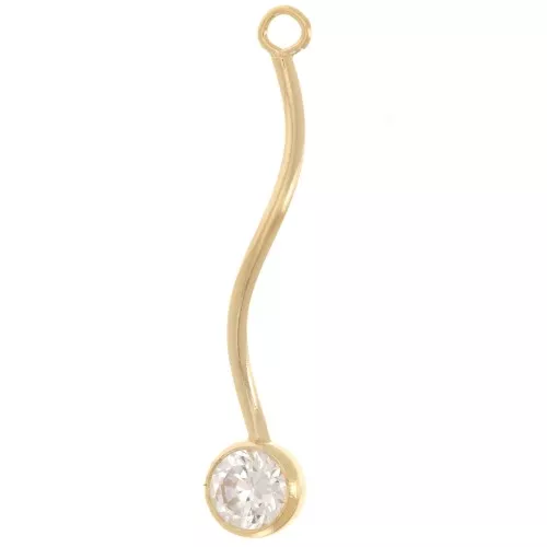 25x4.5mm Spiral Pendant with Zirconium Oxide - Gold filled x1