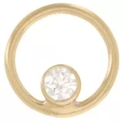 10mm hollow circle charm - Gold filled - Crystal x1