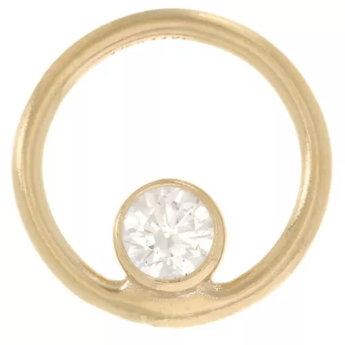10mm hollow circle charm - Gold filled - Crystal x1