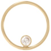 15mm hollow circle charm - Gold filled - Crystal x1