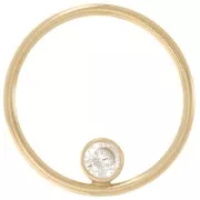 15mm hollow circle charm - Gold filled - Crystal x1