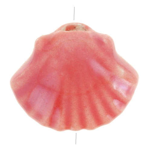 10x12mm Ceramic shell beads - Iridescent red x5